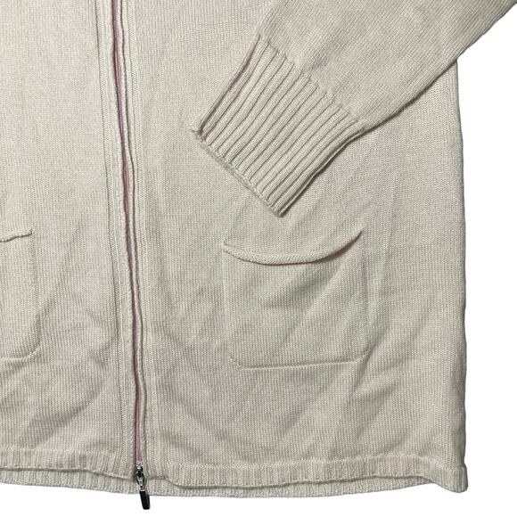Gaia B Long Sleeve Zip Up Merino Wool Cardigan Sweater Baby Pink - Size Large - Picture 5 of 9